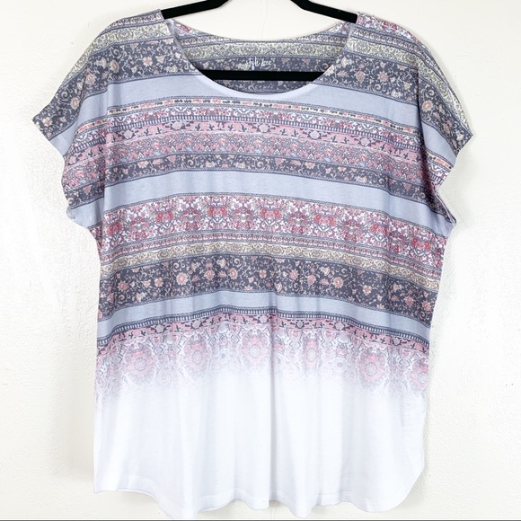 Style and Co pattern short sleeve dolman t shirt - Picture 1 of 5